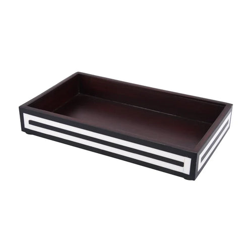 Handmade Vanity Tray Parlour Concentric Bone & Resin Inlay, Black & White - 10" x 6"