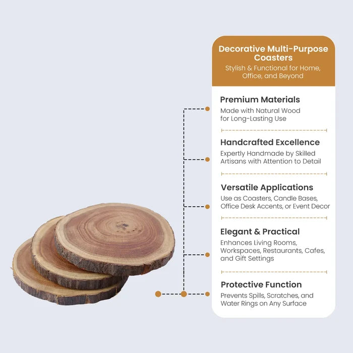 wooden coasters set 4 in 4 inches